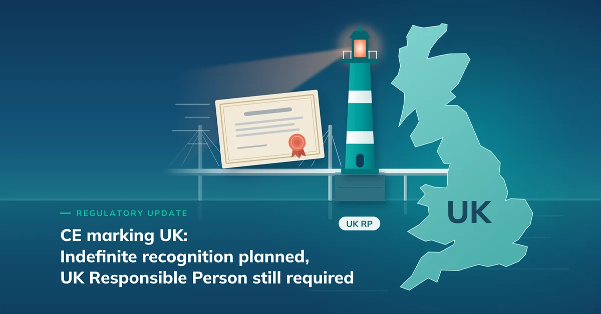 Illustration of a certificate crossing a bridge to a lighthouse labeled UK RP in front of a map of the UK