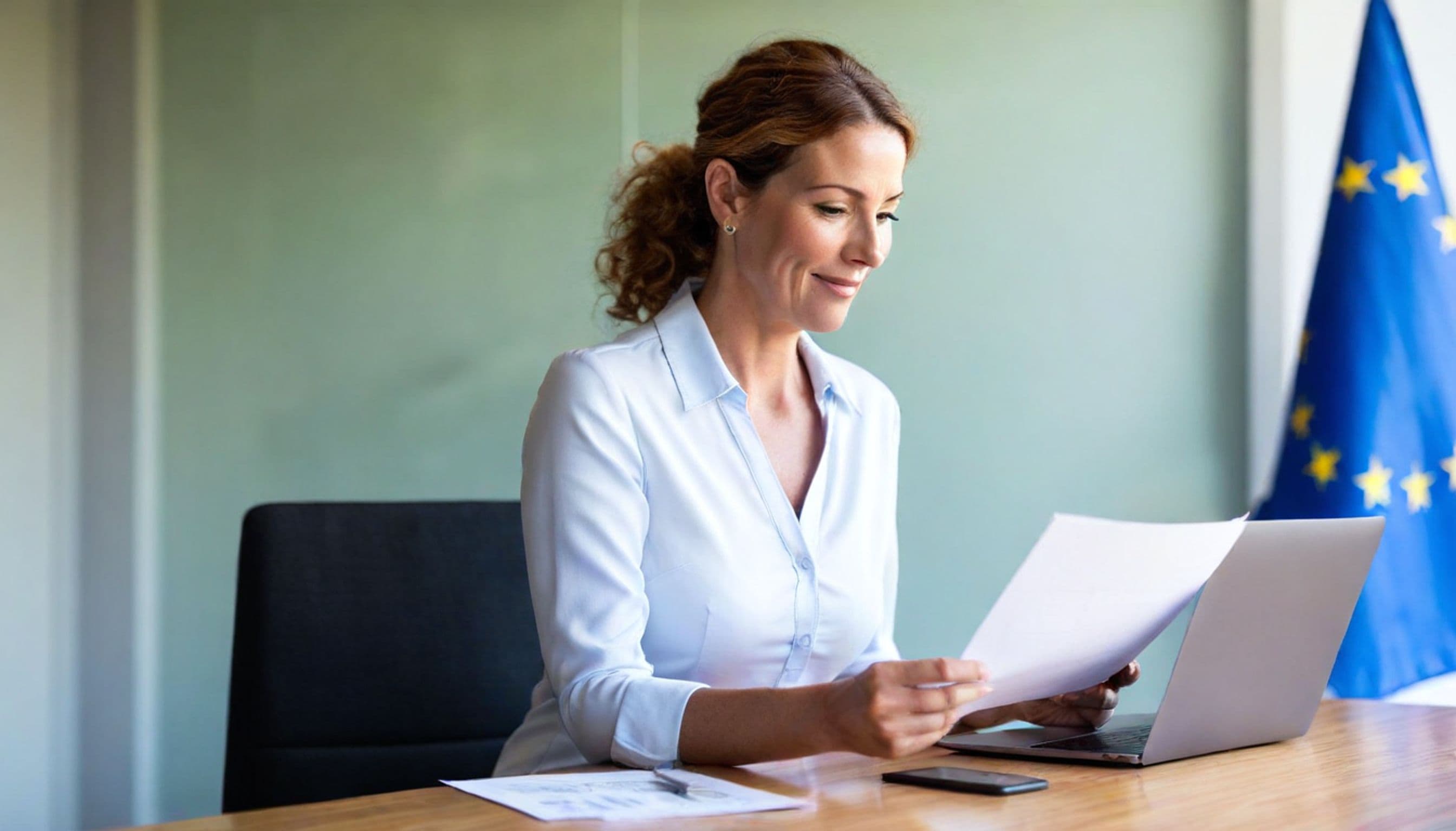 Business Woman checking import documents